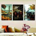 Modern Cars Wall Art Set of 3 | Premium MDF Wooden Wall Frames for Car Enthusiasts Vael Decor