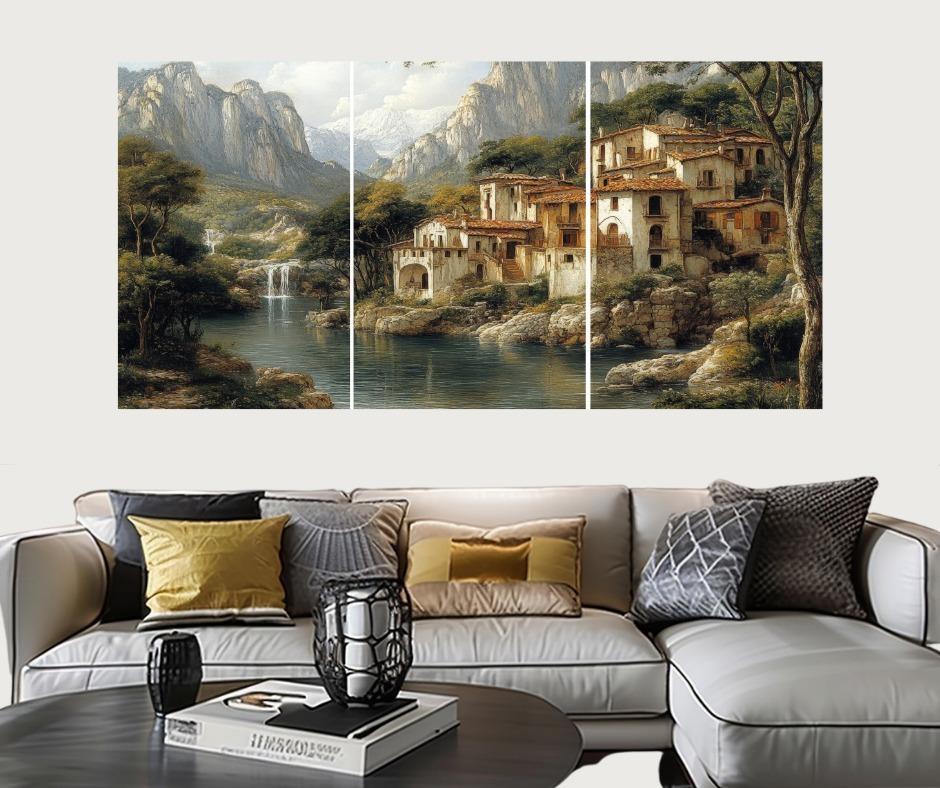 Modern MDF Wall Art Set of 3 | Large Wooden Wall Decor Vael Decor