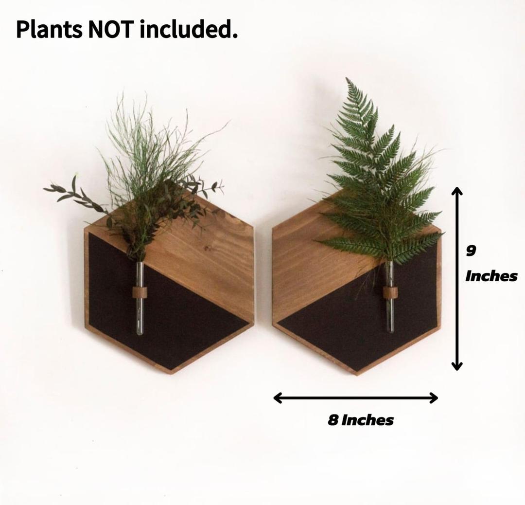 Set of 2 Wooden Wall Planters | MDF Floating Plant Holders for Home Decor Vael Decor