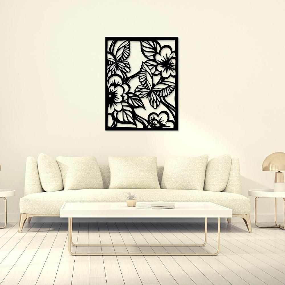 Flower Design Wooden Wall Decor Set of 1 | Modern Rustic Wooden Wall Frames Vael Decor
