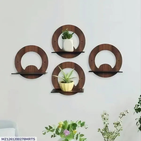 Modern MDF Floating Wall Shelves Set of 4 | Abstract Decorative Wall Shelves Vael Decor