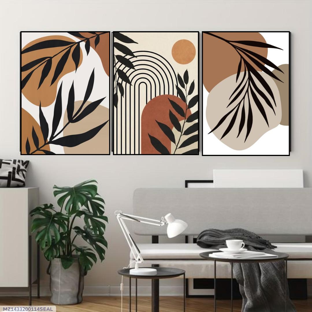 Set of 3 Sticky Canvas Photo Tiles | Modern Wooden Wall Frames for Home Décor Vael Decor