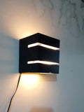 Modern MDF Wooden Table Lamp with Warm Golden LED Light Vael Decor