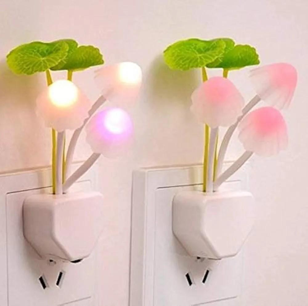 LED Mushroom Night Light with Light Sensor & Color Changing Warm White Lamp Vael Decor