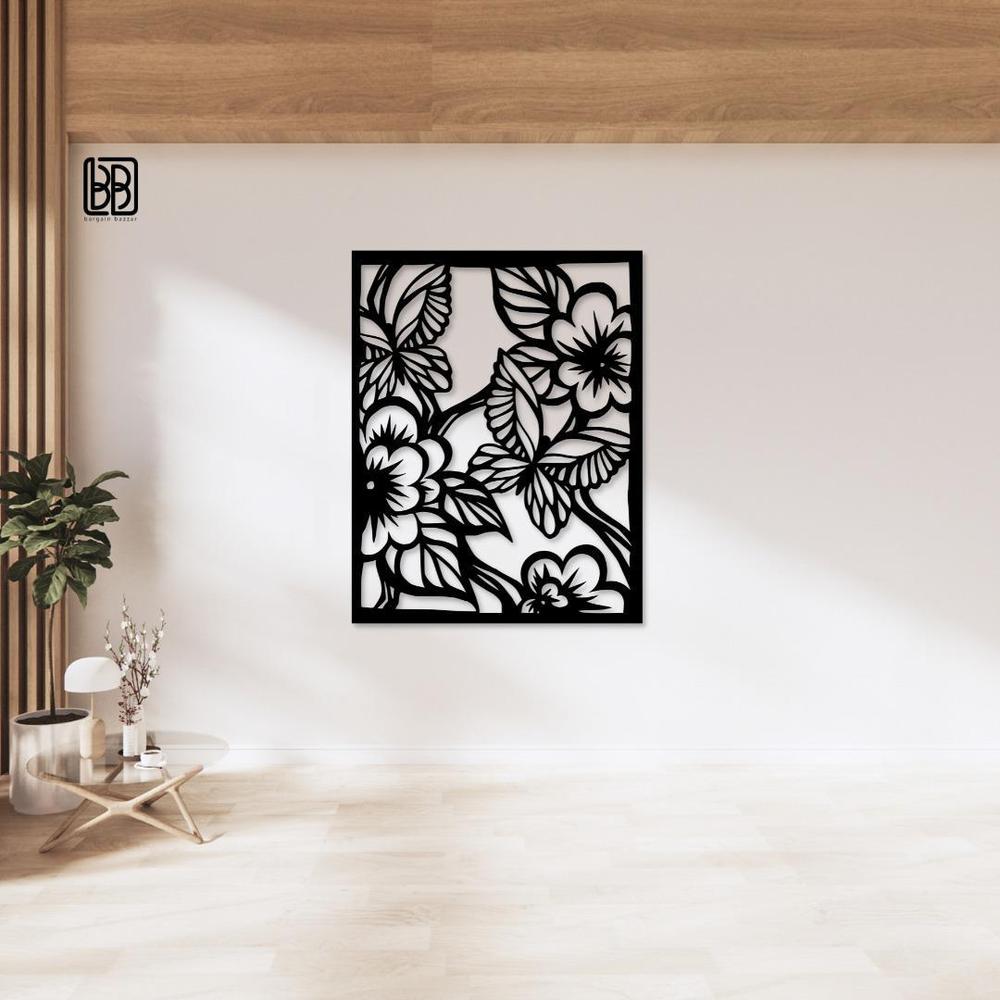 Flower Design Wooden Wall Decor Set of 1 | Modern Rustic Wooden Wall Frames Vael Decor