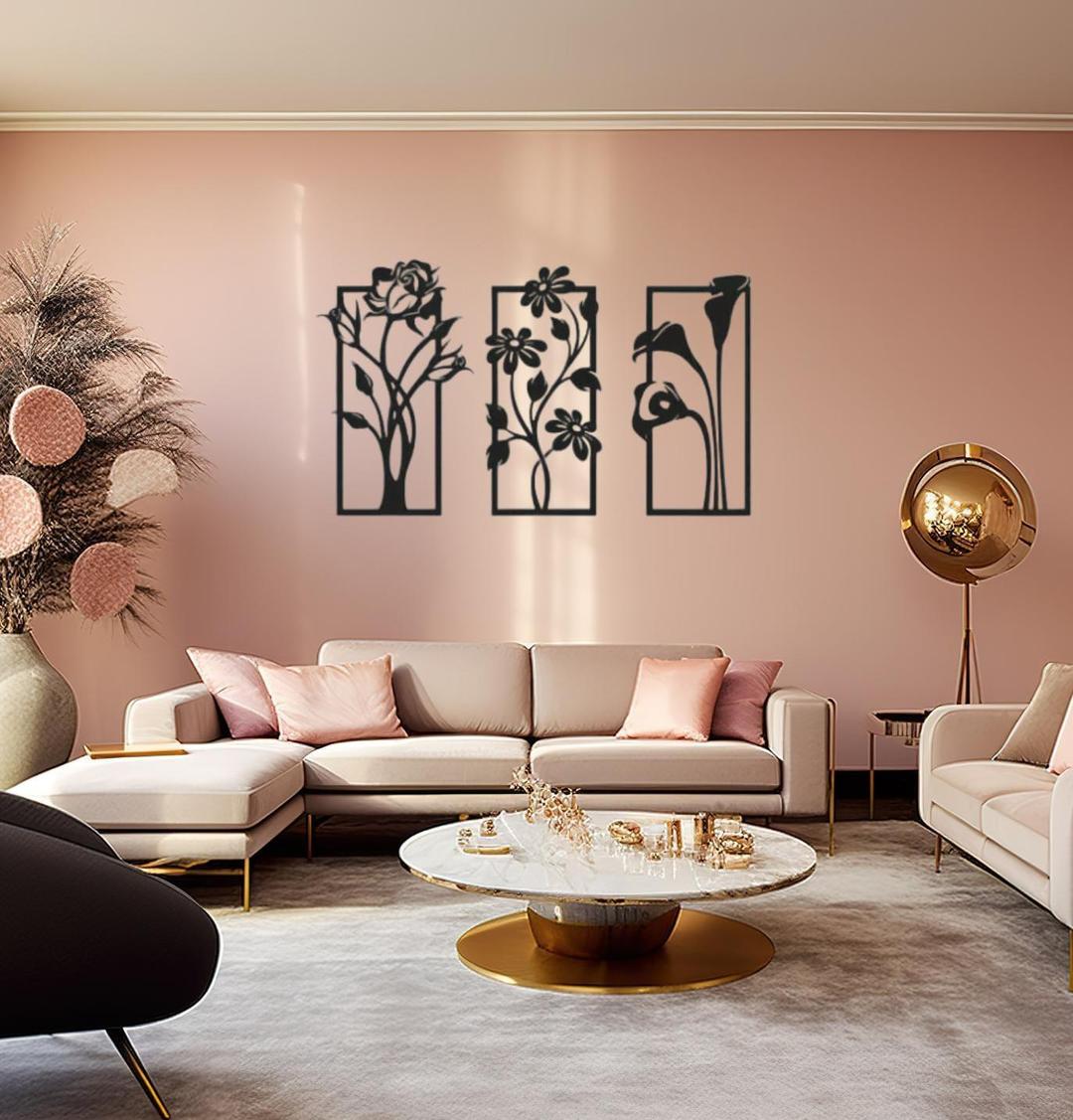 Modern Tree Wall Art Set of 3 | MDF Wooden Nature Wall Decor Vael Decor