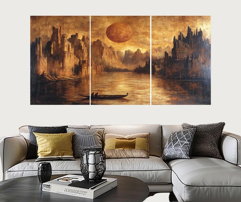 Modern MDF Wall Art Set of 3 | Large Wooden Wall Decor Vael Decor