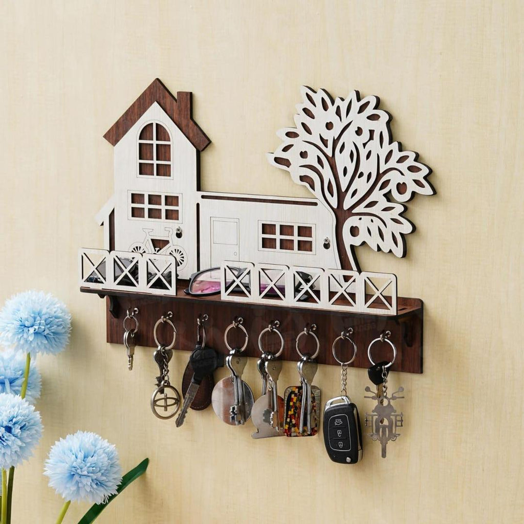 Abstract Art MDF Key Holder Black & White Wall Decor Vael Decor