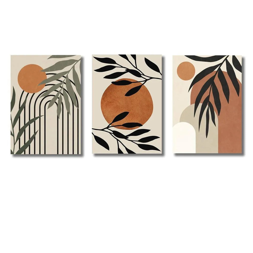 Set of 3 Sticky Canvas Photo Tiles | Modern Wooden Wall Frames for Home Décor Vael Decor