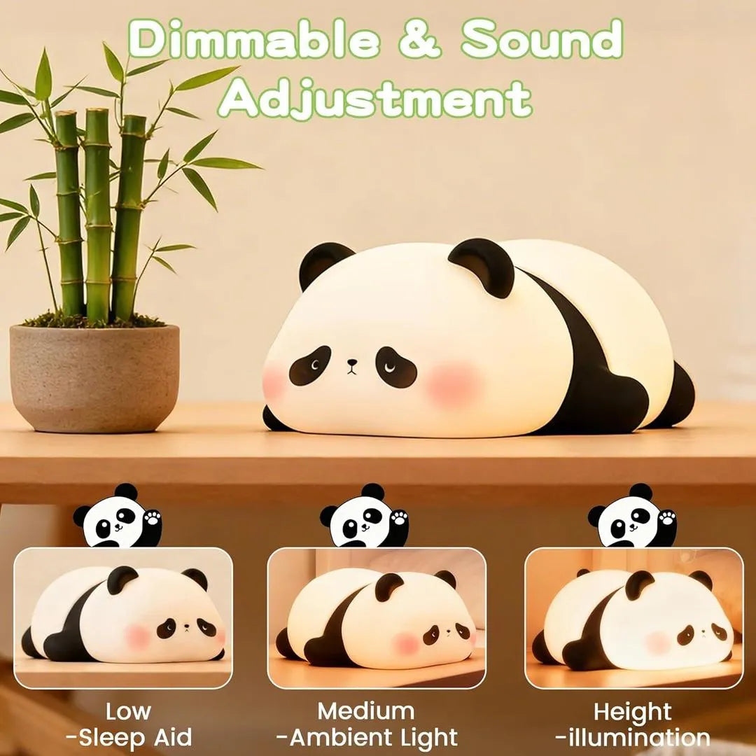 Rechargeable Panda Silicone Night Lamp with 3-Level Dimmable LED Light Vael Decor
