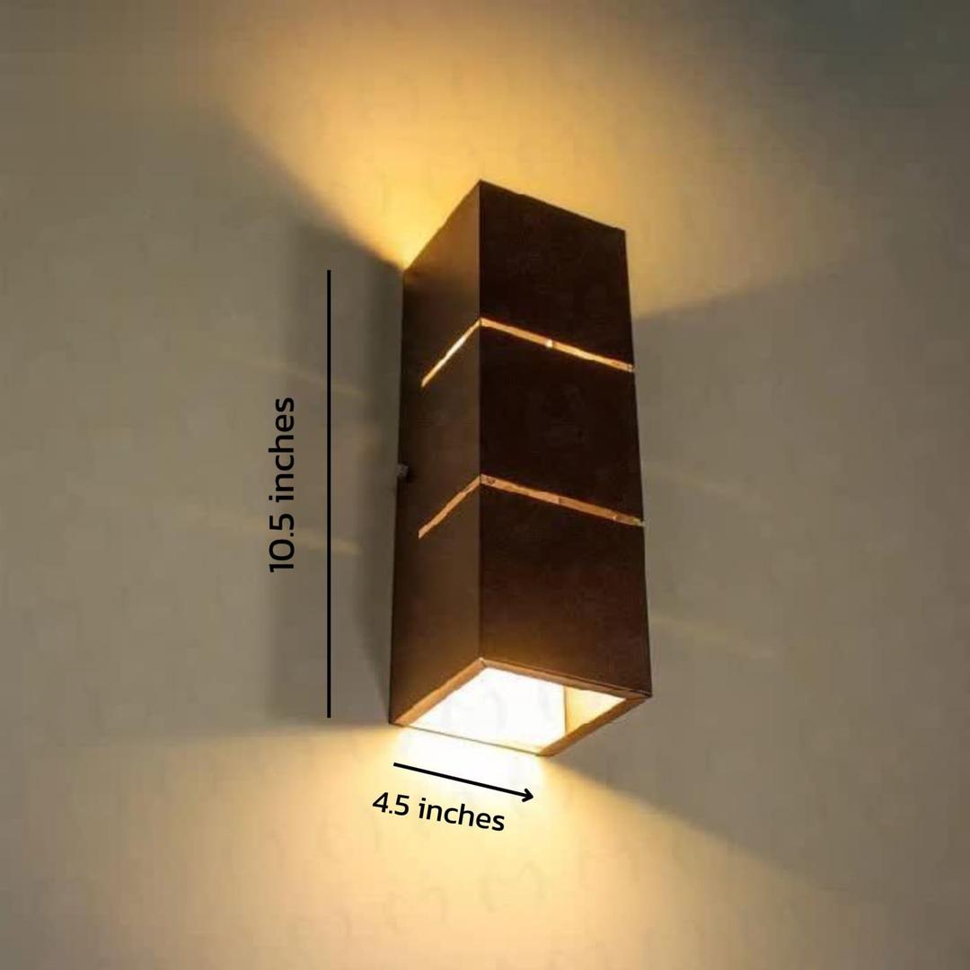 Modern MDF Wooden Table Lamp with Warm Golden LED Light Vael Decor
