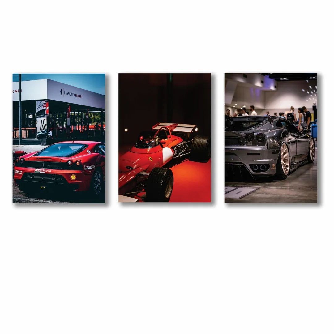 Modern Cars Wall Art Set of 3 | Premium MDF Wooden Wall Frames for Car Enthusiasts Vael Decor