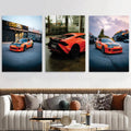 Modern Cars Wall Art Set of 3 | Premium MDF Wooden Wall Frames for Car Enthusiasts Vael Decor