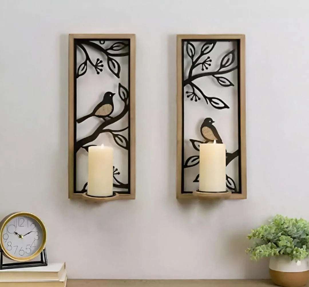 Set of 2 Abstract MDF Floating Wall Shelves | Modern Decorative Wall Shelf Vael Decor