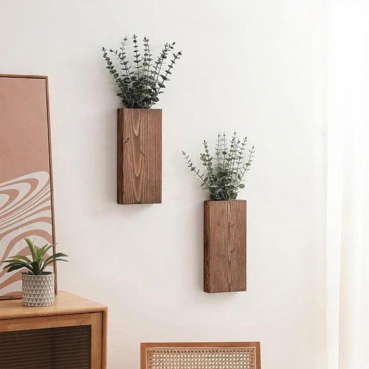 Set of 2 Wooden Wall Planters | MDF Floating Plant Holders for Home Decor Vael Decor