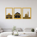 Islamic 3D Calligraphy Wall Frame Set of 3 | Premium MDF Wooden Wall Art Vael Decor