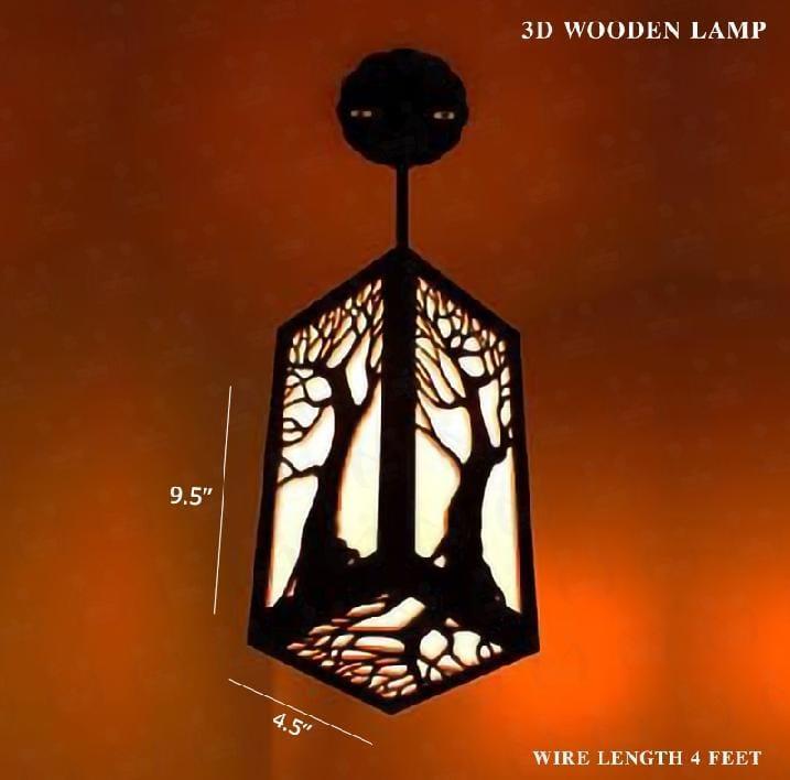 Modern Wooden Ceiling Pendant Lamp with Warm Golden Light | MDF Hanging Light Vael Decor