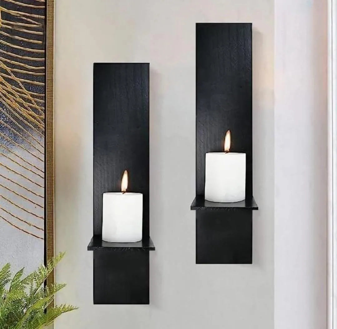 Modern Abstract MDF Floating Wall Shelves Set of 2 | Black Wall Decor Vael Decor