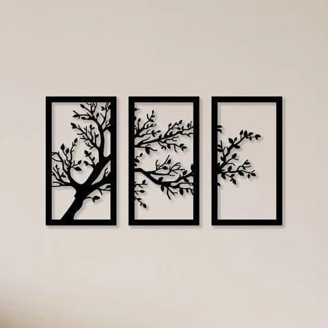 Modern Tree Wall Art Set of 3 | MDF Wooden Nature Wall Decor Vael Decor