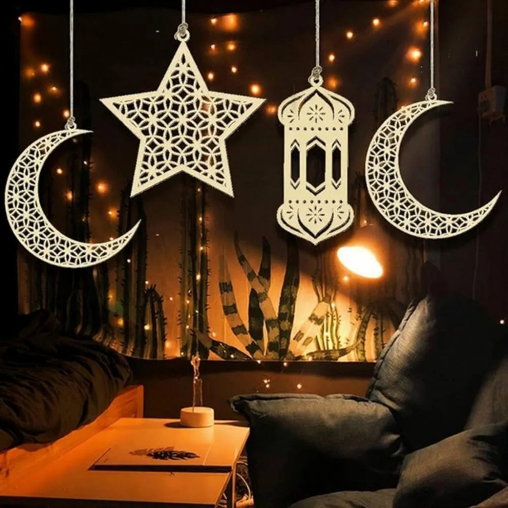 Star Shaped MDF Photo Frame Wall Art Set of 5 | Modern Decorative Wall Hanging Vael Decor
