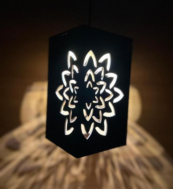 Modern Wooden Ceiling Pendant Lamp with Warm Golden Light | MDF Hanging Light Vael Decor