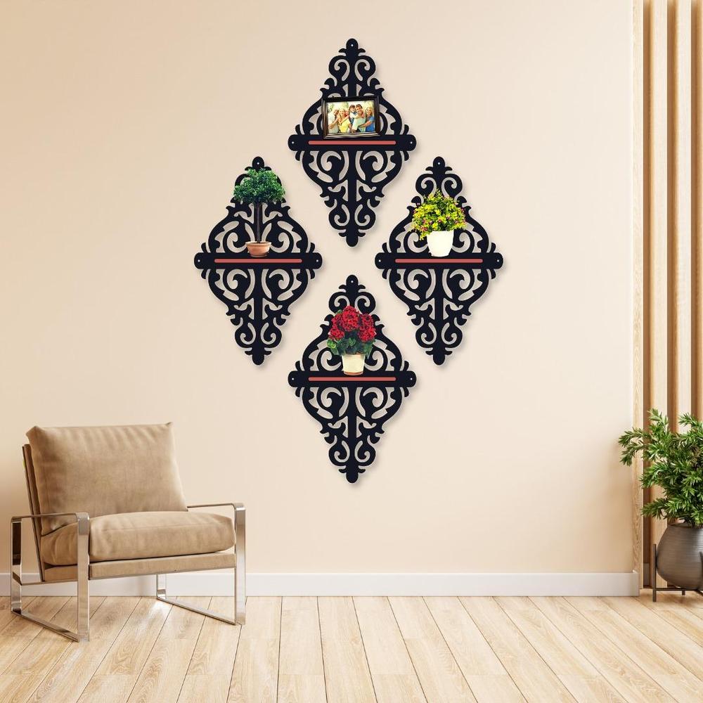 Modern MDF Wall Art Set of 4 | 7-Inch Ready-to-Hang Wall Decor Vael Decor