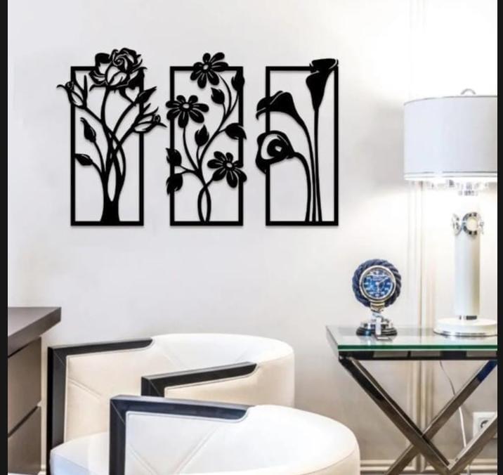 Modern Tree Wall Art Set of 3 | MDF Wooden Nature Wall Decor Vael Decor