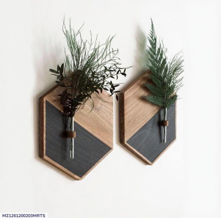 Set of 2 Wooden Wall Planters | MDF Floating Plant Holders for Home Decor Vael Decor