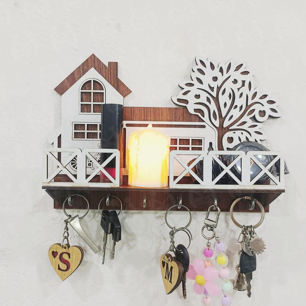 Abstract Art MDF Key Holder Black & White Wall Decor Vael Decor