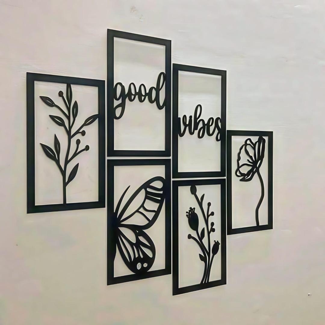 Modern Vibes MDF Wall Art Set of 6 | Abstract Wooden Wall Decor (26 × 20 Inches) Vael Decor