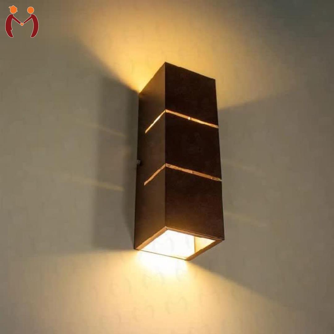 Modern MDF Wooden Table Lamp with Warm Golden LED Light Vael Decor