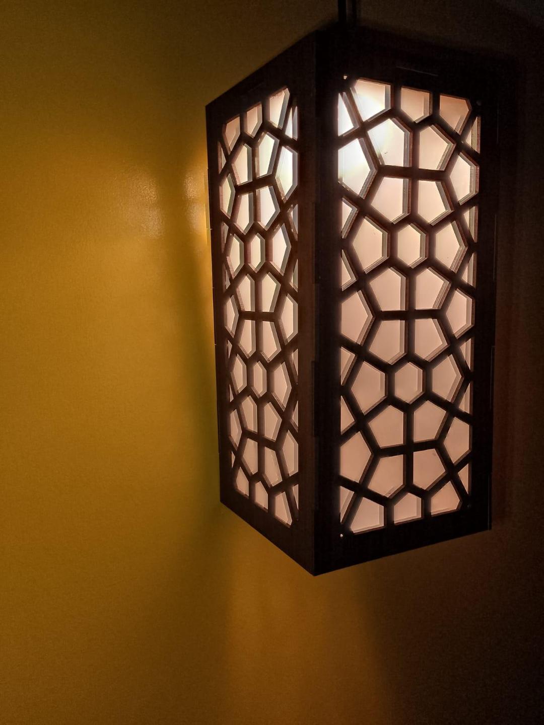 Modern Wooden Ceiling Pendant Lamp with Warm Golden Light | MDF Hanging Light Vael Decor