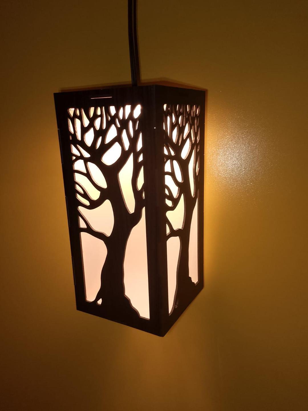 Modern Wooden Ceiling Pendant Lamp with Warm Golden Light | MDF Hanging Light Vael Decor