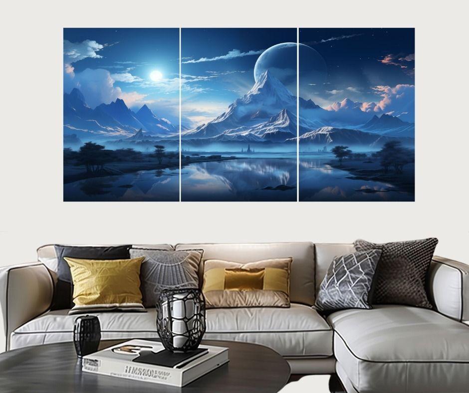 Modern MDF Wall Art Set of 3 | Large Wooden Wall Decor Vael Decor
